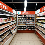 **

"A small retail store in Benin, Africa, filled with various Korean products, including food, cosmetics, and small appliances. Focus on the diverse product range and the store's atmosphere, hinting at the presence of Korean expats or merchants catering to an interest in Korean culture."

**