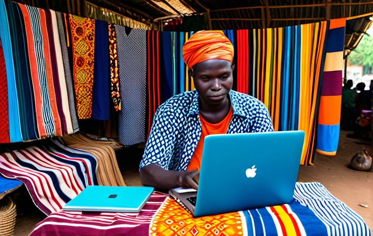 베냉에서 프리랜서로 일하는 법 - **

"A digital nomad working on a laptop in a colorful Beninese market, surrounded by vibrant fabric...