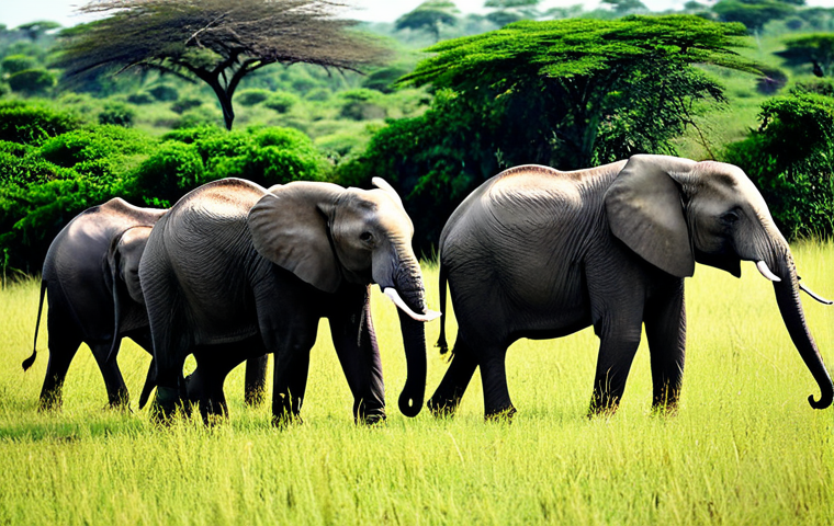 베냉의 야생 동물 보호 구역 - Pendjari National Park - Elephant Herd**

"A herd of African elephants peacefully grazing on the sav...