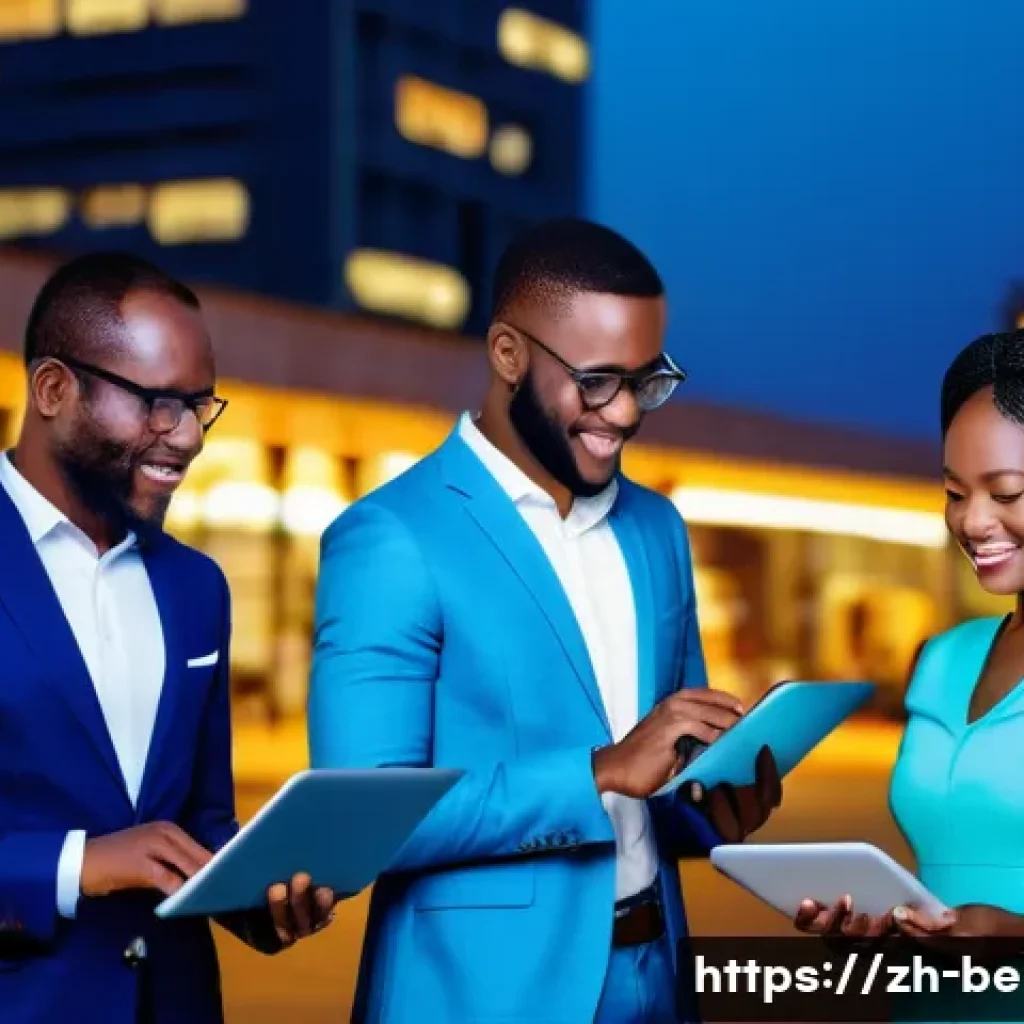 베냉의 스타트업 생태계 - **Prompt:** A bustling, vibrant cityscape of Cotonou, Benin, at dusk. Modern, sleek skyscrapers with...